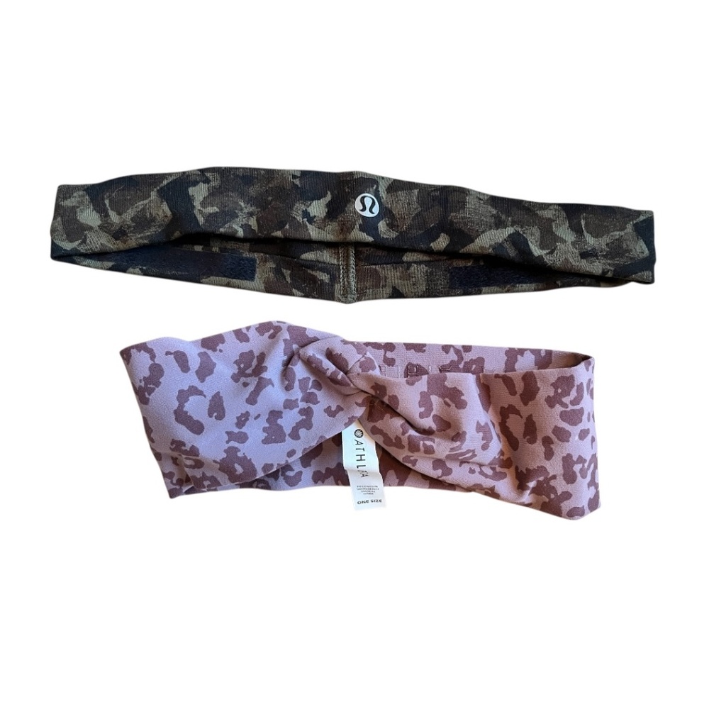 Workout Headband Bundle of Lululemon Camo and Athleta Abstract Animal Print